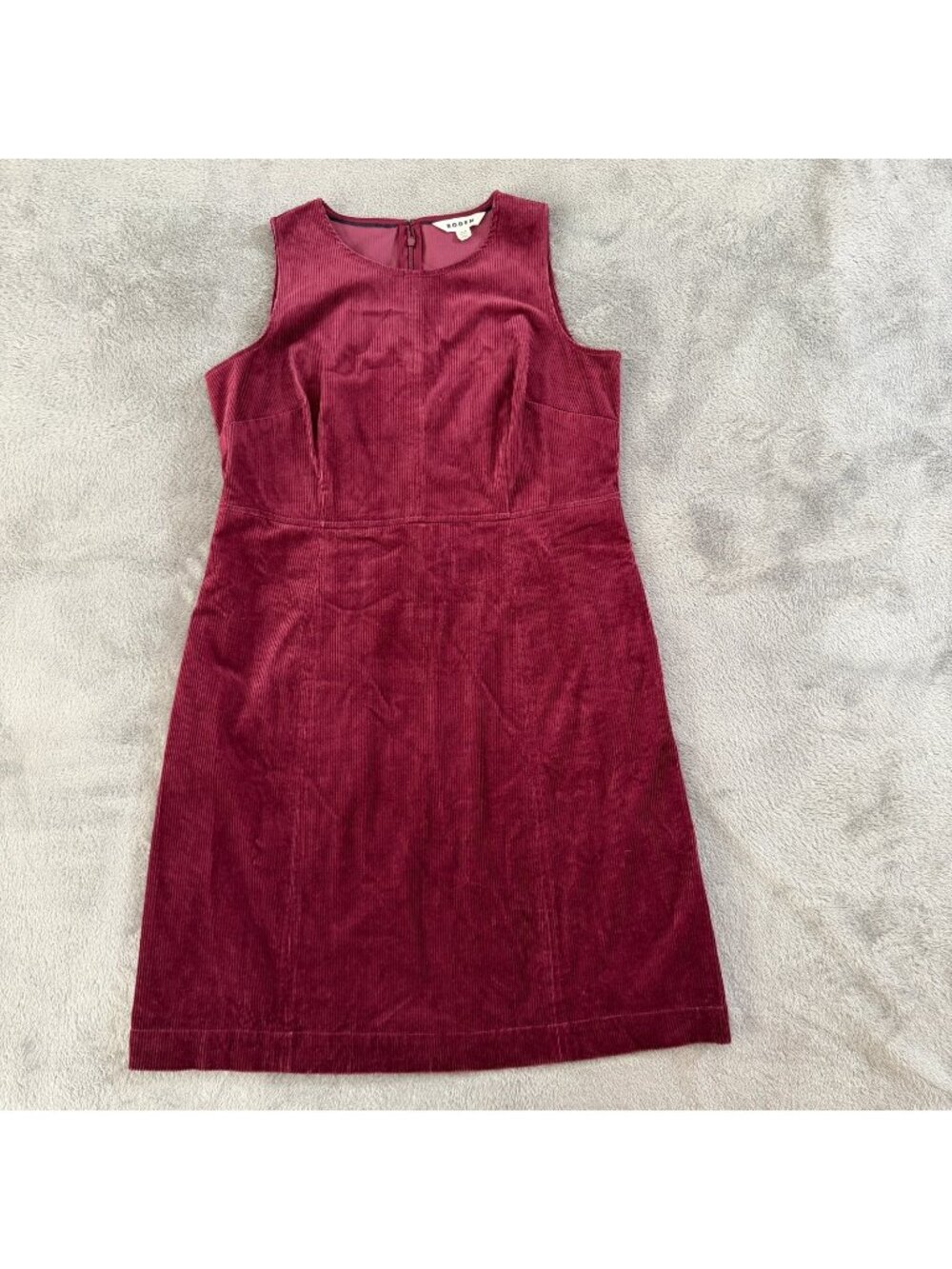 Boden Lou Corduroy Shift Dress Womens size 10 Regular Burgundy Maroon